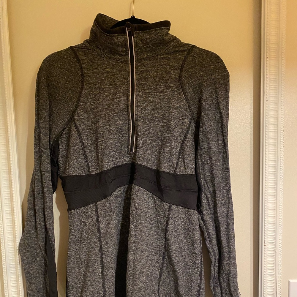 Lululemon 3/4 zip black and grey top